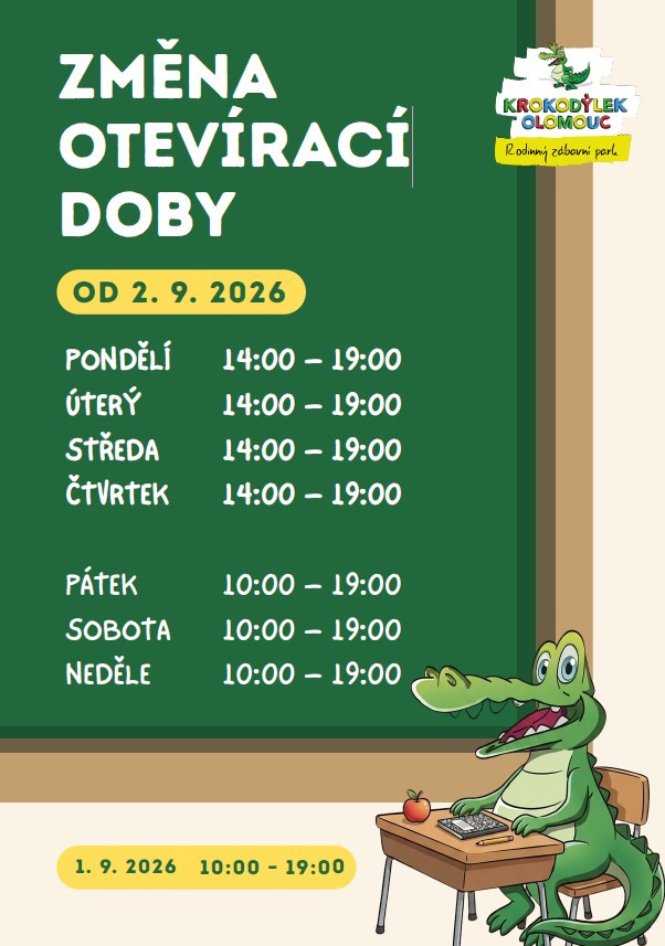 Změna otevírací doby září 2026